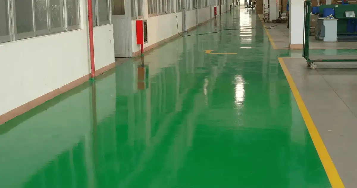 A factory floor professionally covered and marked with epoxy flooring in Minneapolis, MN