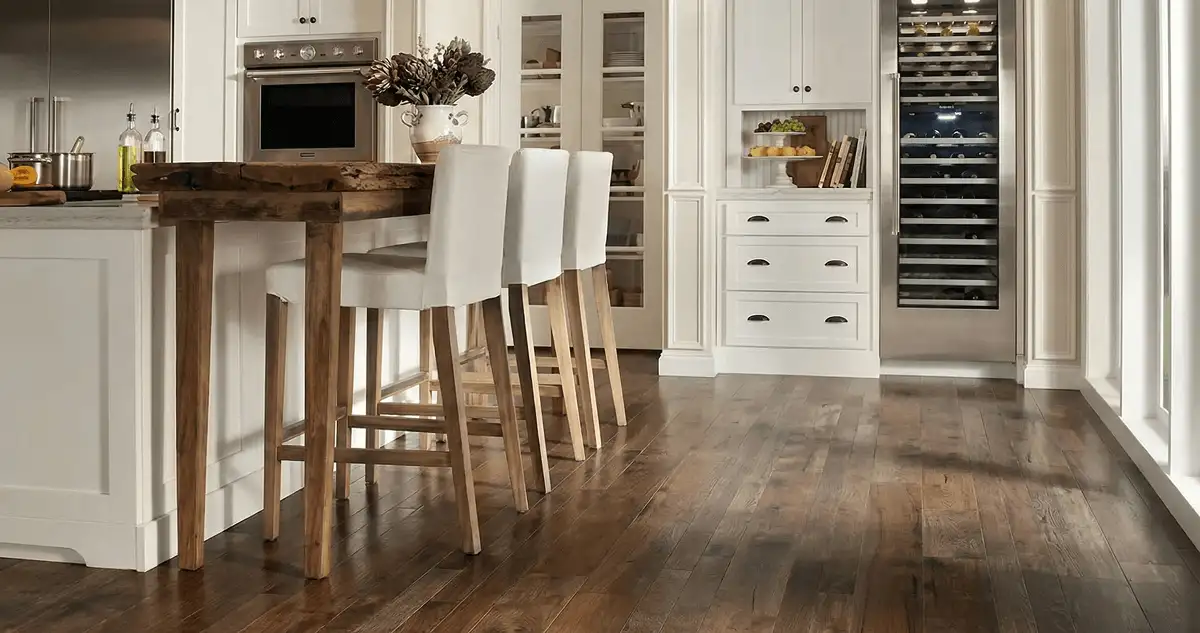 Professionally installed and refinished hardwood flooring in a residential home, showcasing smooth finish and natural wood tones in Minneapolis, MN