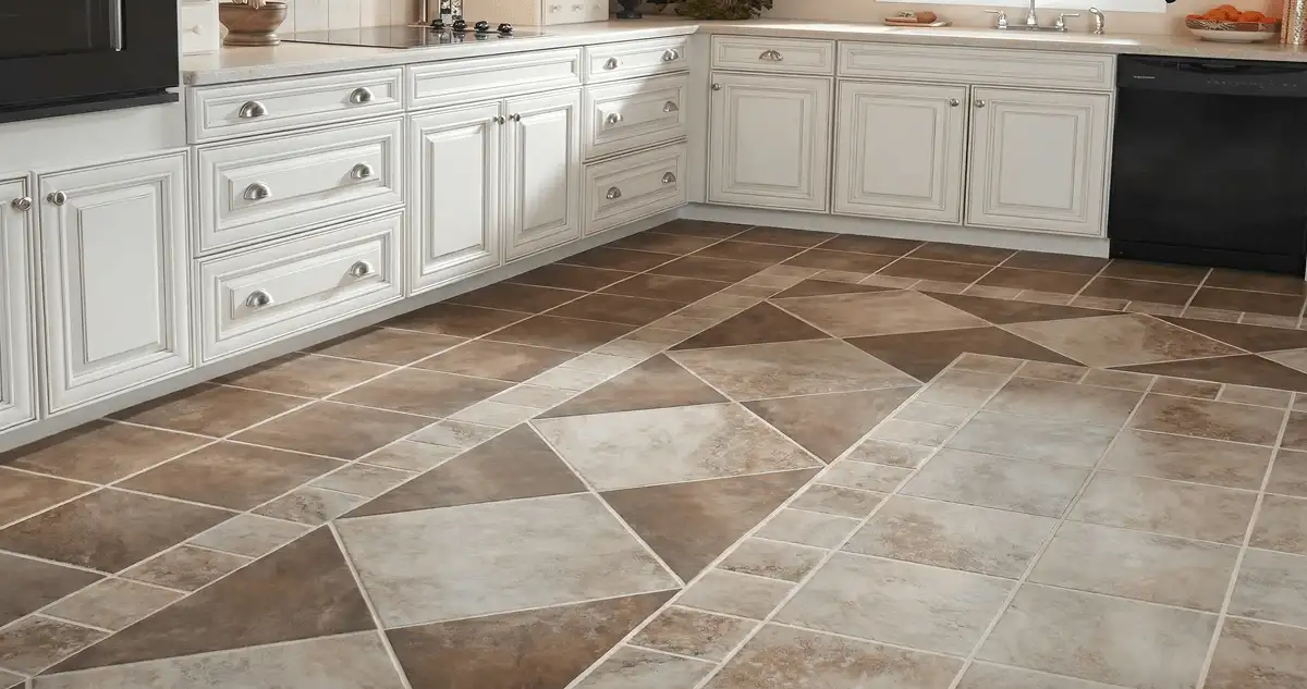 Kitchen with white cabinets and a professionally installed tile floor in Minneapolis, MN